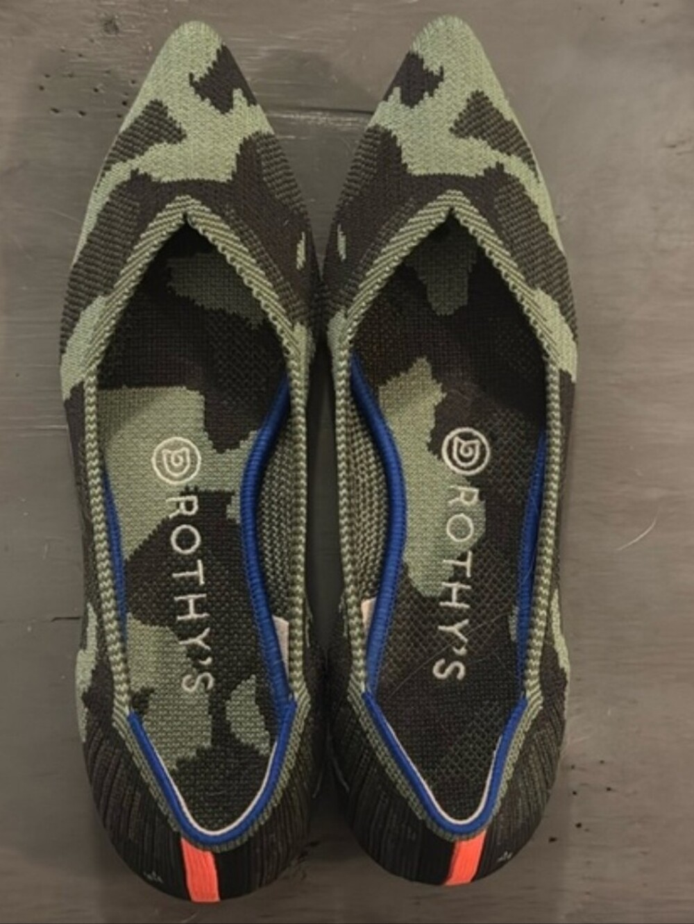 Rothy's Camo Pointed Knit Flats - Olive